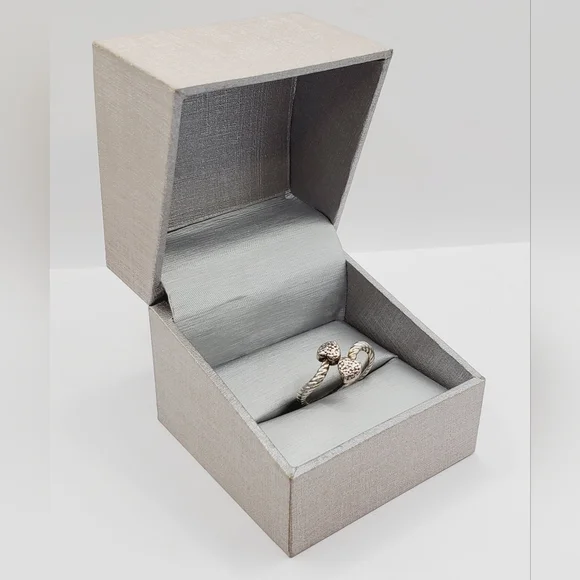 Genuine Diamond Accent 925 Sterling Silver Open Double Heart Rope Ring - Picture 6 of 6